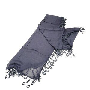 Blue Cotton Scarf Rectangular Tassels Poly and Cotton Light and Comfy- NEW